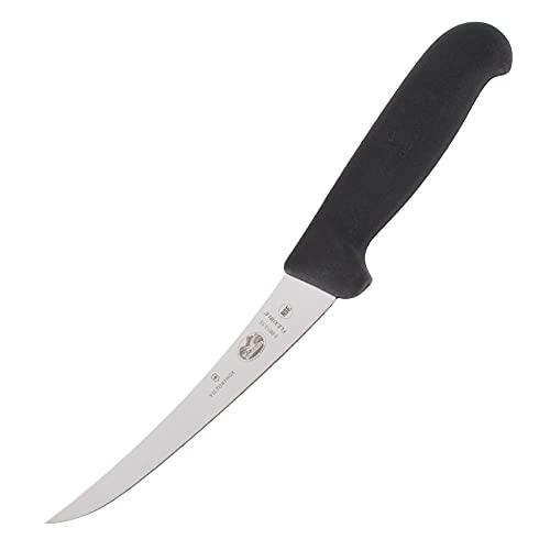 Victorinox Swiss Army Fibrox Pro Curved Boning Knife, Flexible Blade, 6-Inch, Black