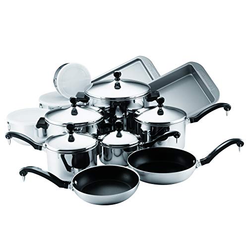 Farberware Classic Stainless Steel Cookware Pots and Pans Set, 17-Piece